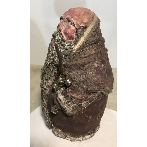 1995 Enesco Arlene Wobler Folk Art Woblers Woods Santa Figures Set of 2 - Picture 3 of 16